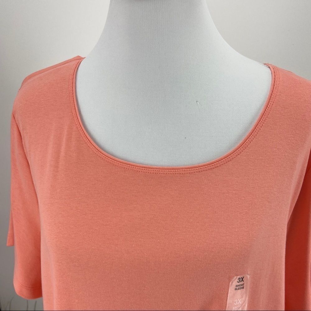 Karen Scott Coral Scoop Neck Tee 3X
